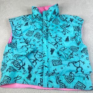 Vintage Champion Reversible Vest Mens Large Blue Pink Gilet Full Zip Streetwear